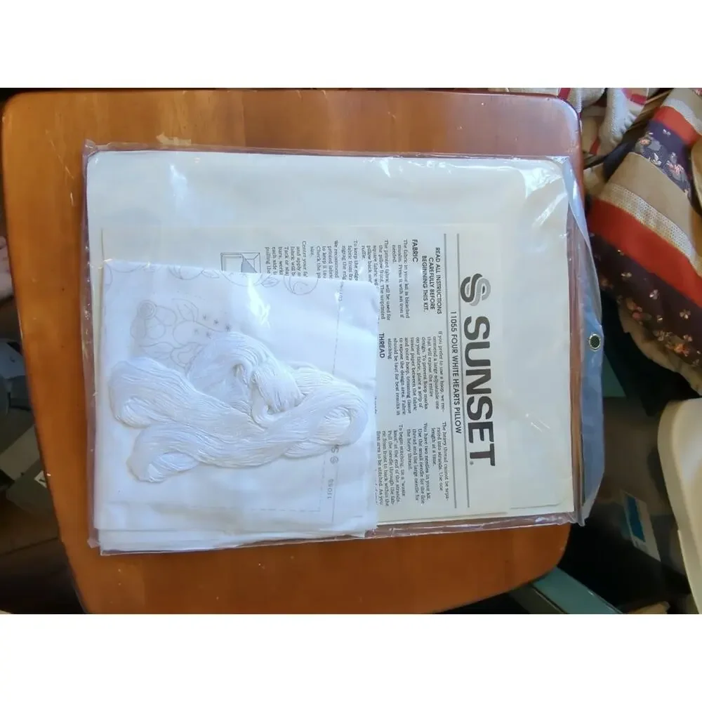 Sunset Crewel Embroidery Kit White Pillow Collection 11055 12